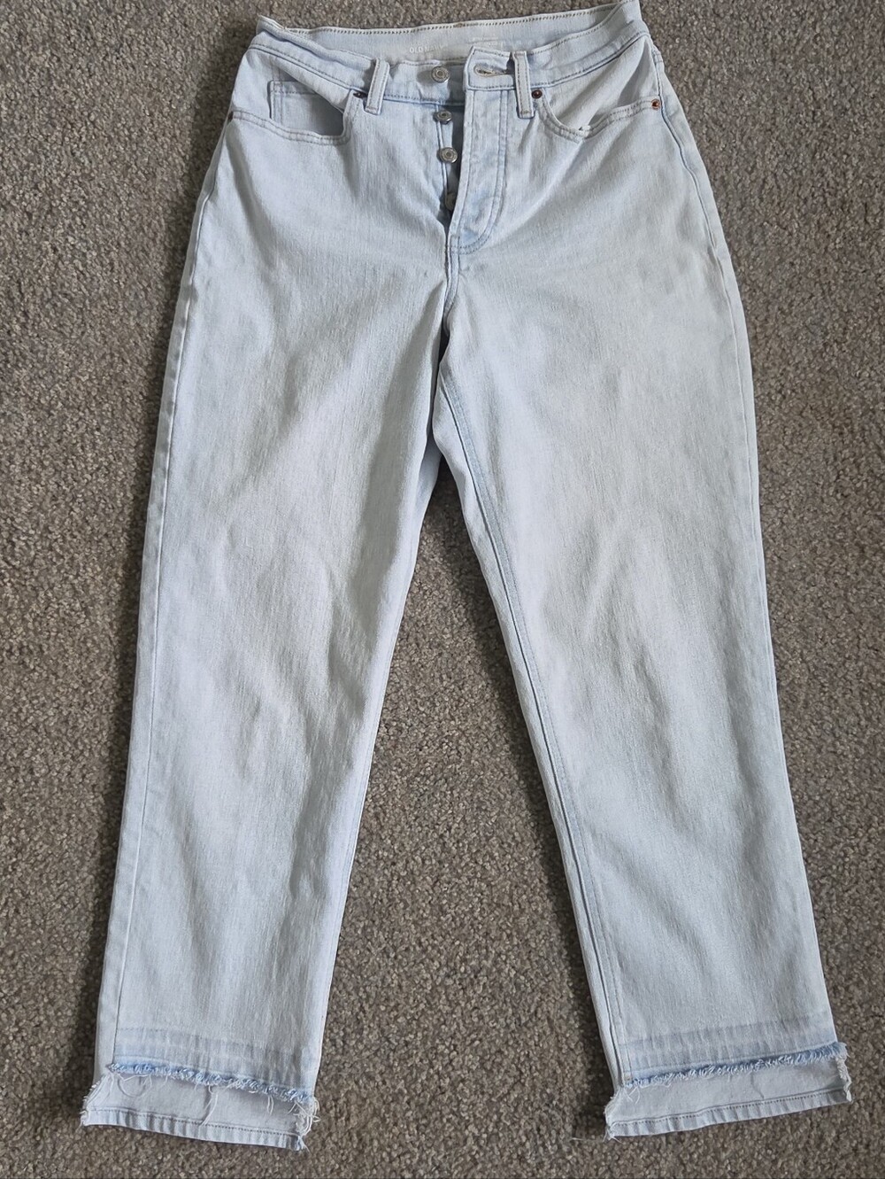 Old Navy Light Wash Extra High-Rise Straight Cropped Jeans
